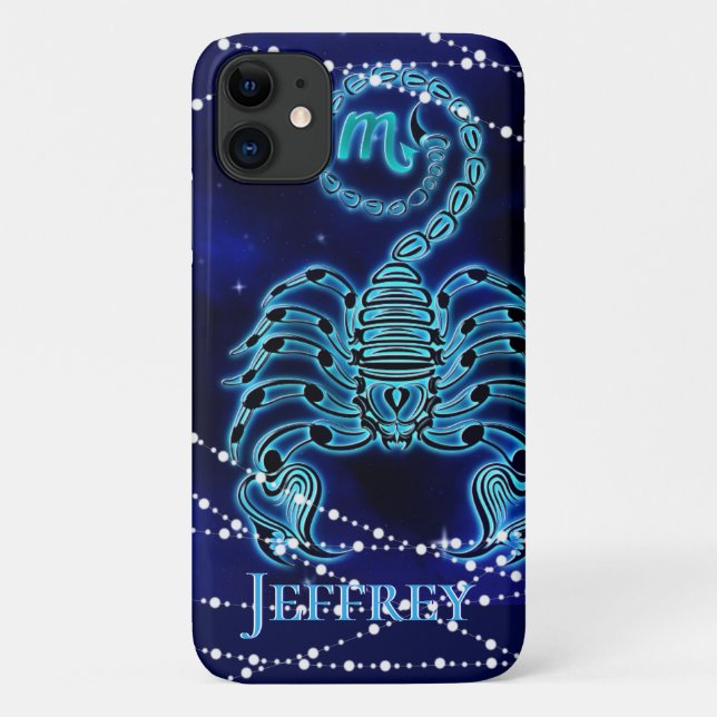 Capa Para iPhone 11 Escorpião no Azul Escuro II (Verso)