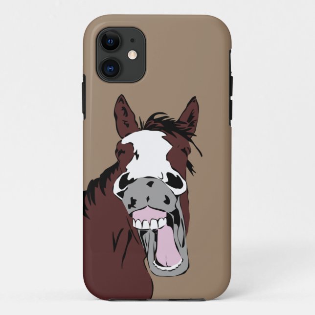 Capa Para iPhone 11 Escritório de Diversão de Cartoon Rindo de Cavalo  (Verso)