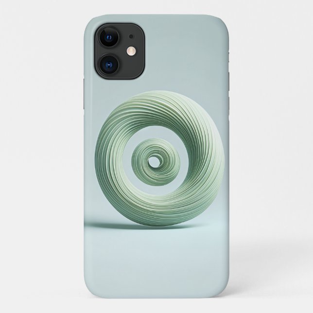 Capa Para iPhone 11 Escultura Moderna de Torus em Espiral 3D - Verde M (Verso)