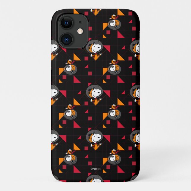 Capa Para iPhone 11 ESPAÇO | Padrão Preto De Fato De Espaço De Snoopy (Verso)