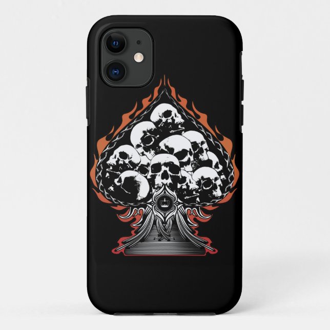 Capa Para iPhone 11 Espadas flamejantes com crânios (Verso)