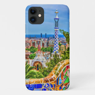 Capa Para iPhone 11 Espanha de Barcelona Park Guell Mosaic Bench Fine