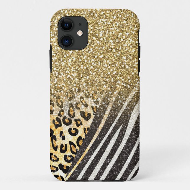 Capa Para iPhone 11 Espantoso, giro, leopardo-de-ouro e zebra (Verso)