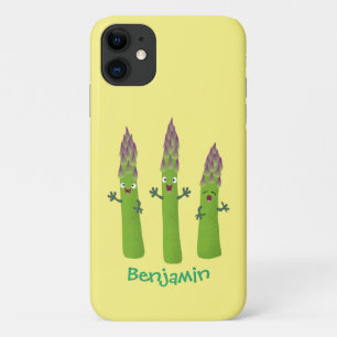 Capa Para iPhone 11 Espargos lindos cantando cartoon de trio vegetal
