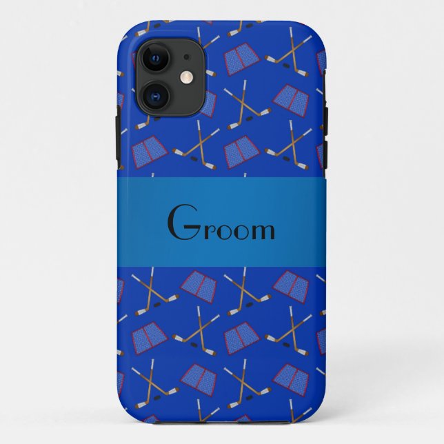Capa Para iPhone 11 Espetáculo de hóquei azul (Verso)