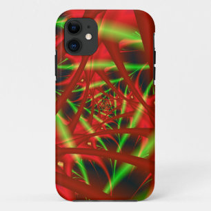Capa Para iPhone 11 Espiral da Rede Neuronal Vermelha e Verde