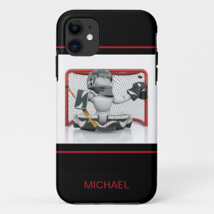 Capa Para iPhone 11 Esporte personalizado Goalie do nome do hóquei