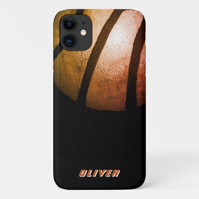 Capa Para iPhone 11 Esportes de Bola de Basquete de Laranja Negro Metá (Verso)