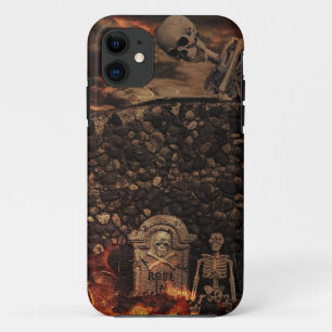 Capa Para iPhone 11 esqueletos e lápides