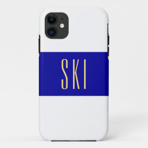 Capa Para iPhone 11 ESQUI Elegante Esportivo Azul Real Branco Listras