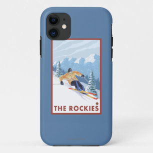 Capa Para iPhone 11 Esquiador da neve de Downhhill - as Montanhas