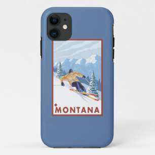 Capa Para iPhone 11 Esquiador da neve de Downhhill - Montana