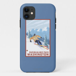 Capa Para iPhone 11 Esquiador da neve de Downhhill - passagem de