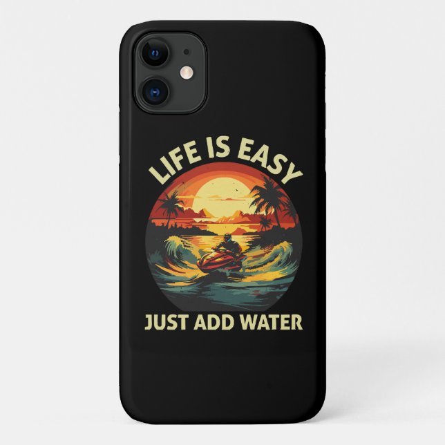 Capa Para iPhone 11 esquiador de Jet Ski clássico (Verso)