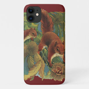 Capa Para iPhone 11 Esquilos do vintage, criaturas da floresta,