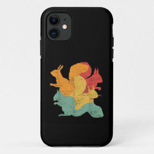 Capa Para iPhone 11 Esquilos Vintage Engraçados Amante de Animais da F