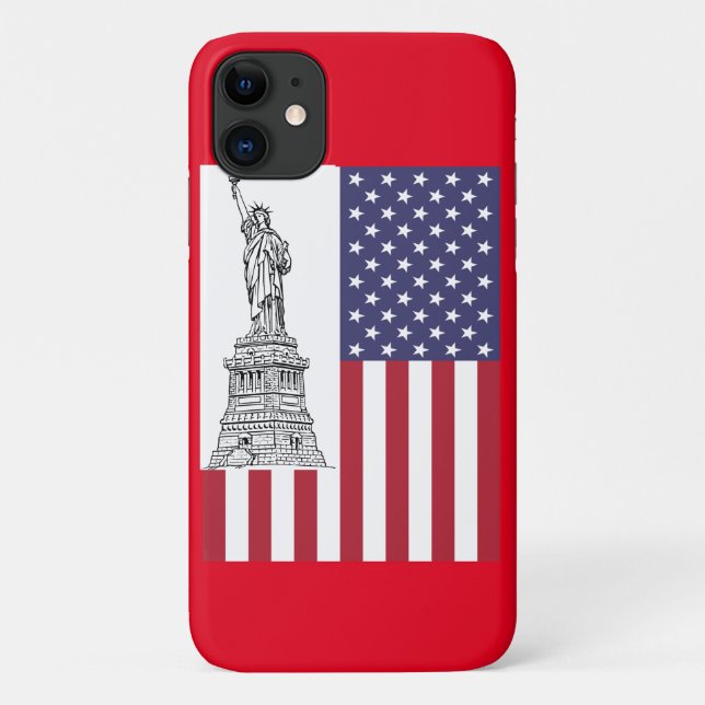 Capa Para iPhone 11 Estado de Bandeira Americano da Liberdade (Verso)