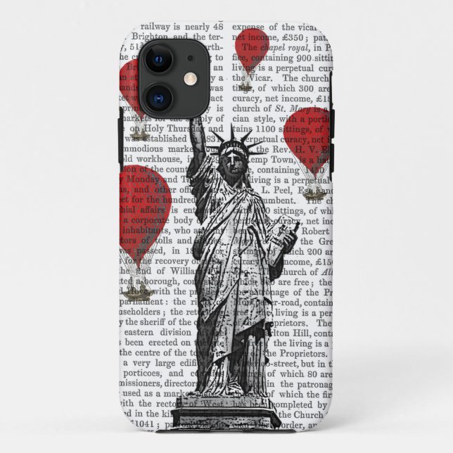 Capa Para iPhone 11 Estátua da Liberdade e Balões de Ar Quente Vermelh (Verso)