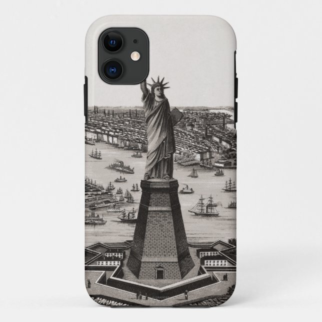 Capa Para iPhone 11 Estátua da liberdade no porto de New York (Verso)
