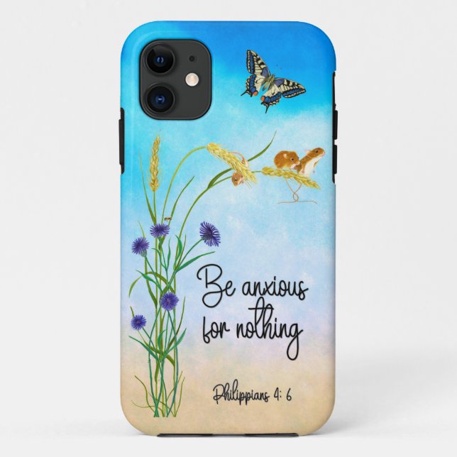Capa Para iPhone 11 Esteja ansioso por nada de Philippians 4:6 (Verso)