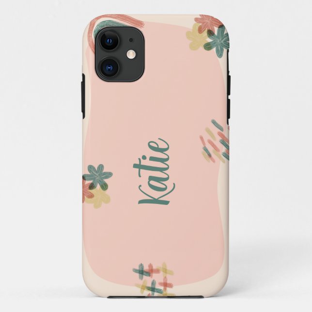 Capa Para iPhone 11 Estética de Pêssego e Verde  (Verso)