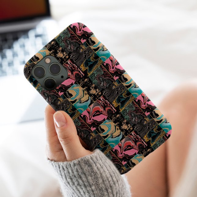 Capa Para iPhone 11 Estética do mármore líquido de tinta rosa azul mod (Criador carregado)