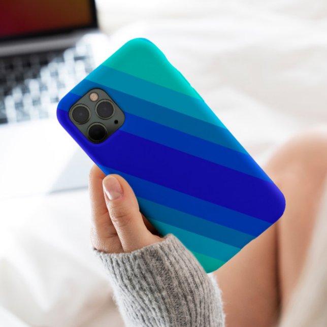 Capa Para iPhone 11 Estética na moda monocromática Blue Stripes (Criador carregado)