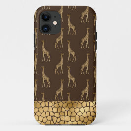 Capa Para iPhone 11 Estilo Chic Africano Safari Dourado Giraffe