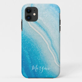 Capa Para iPhone 11 Estilo de Agitação Azul e Branco - Brilhante, Nome