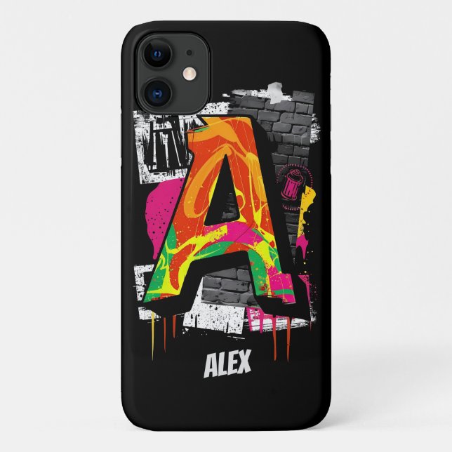 Capa Para iPhone 11 Estilo de Grafite Personalizável - Gráfico "A" (Verso)