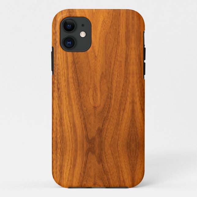 Capa Para iPhone 11 Estilo de Grãos de Madeira Teak Veneza (Verso)