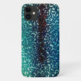 Capa Para iPhone 11 Estilo de mosaico azul cianês em vidro martelado g