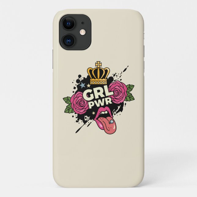 Capa Para iPhone 11 Estilo de Tatuagem de Energia Menina (Verso)