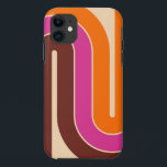 Capa Para iPhone 11 Estilo de Vintage Retroativo 70s Design geométrico<br><div class="desc">Estilo de Vintage Retroativo 70s Design Geométrico em Laranja Castanho e Magenta.</div>