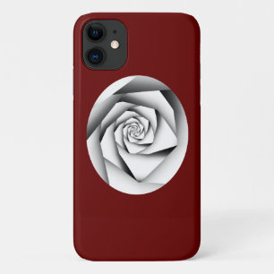 Capa Para iPhone 11 Estilo geométrico de cor prateada Rosa em vermelho