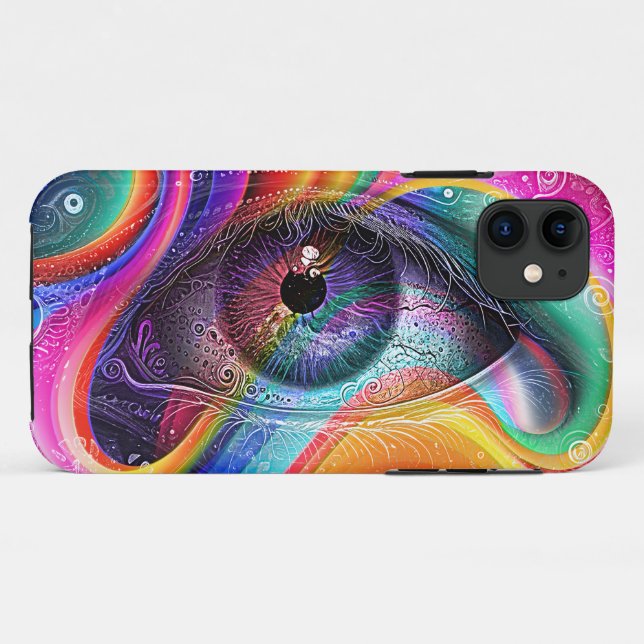 Capa Para iPhone 11 Estilo Geométrico dos Olhos Abstrato Psicodélicos  (Verso (horizontal))