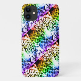 Capa Para iPhone 11 Estilo Retro dos Anos 80 Arco-Íris Leopardo