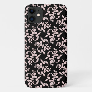 Capa Para iPhone 11 Estojo Chic Rococó Padrão de Ornamento Rosa e Pret