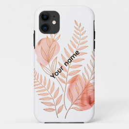 Capa Para iPhone 11 Estojo de Aquarela Floral com Arte de Linha Minima