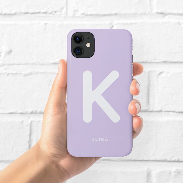 Capa Para iPhone 11 Estojo de Telefone com Monograma de Lavanda (Criador carregado)