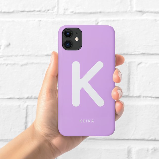 Capa Para iPhone 11 Estojo de Telefone com Monograma Roxo Lilás (Criador carregado)