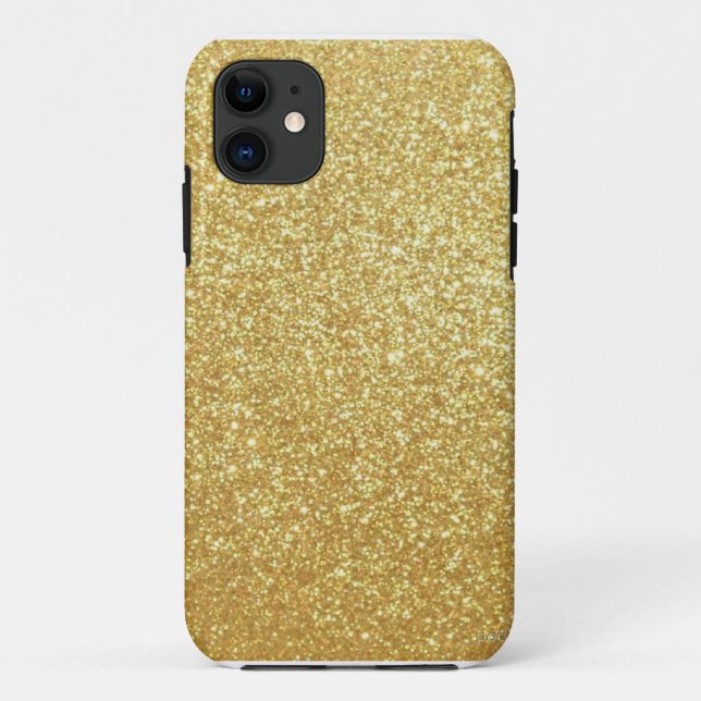 Capa Para iPhone 11 Estojo de telefone com purpurina dourada, presente (Verso)