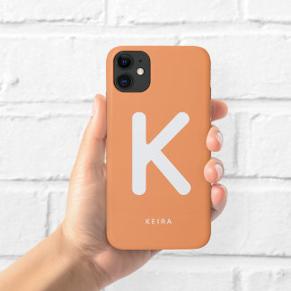 Capa Para iPhone 11 Estojo de Telefone Monograma Laranja Coral