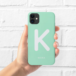 Capa Para iPhone 11 Estojo de Telefone Verde Menta Monograma