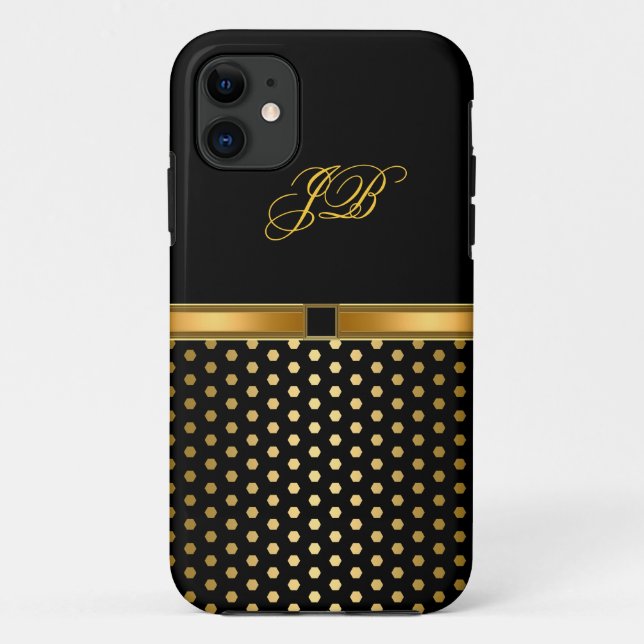 Capa Para iPhone 11 Estojo iPhone 5 Case-Mate Dourado com Mancha Preta (Verso)
