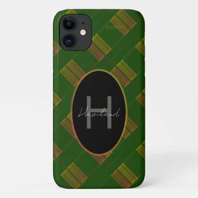 Capa Para iPhone 11 Estojo para iPhone Plaid Monogram HAMbWG (Verso)