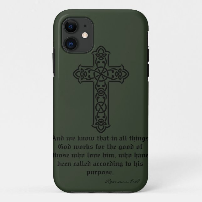 Capa Para iPhone 11 Estojo Verde Escuro Graça Cristã (Verso)