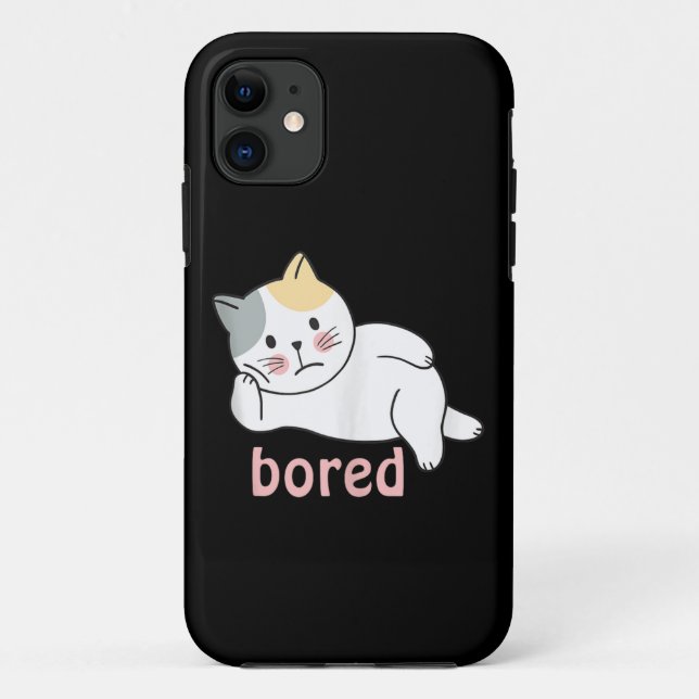 Capa Para iPhone 11 Estou entediado gatinho fofo animal (Verso)