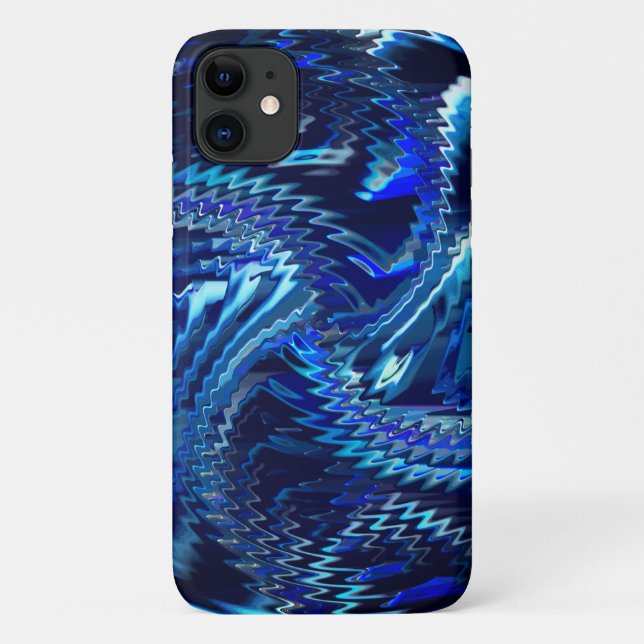 Capa Para iPhone 11 Estrela azul ondulada com traçados em ziguezague (Verso)
