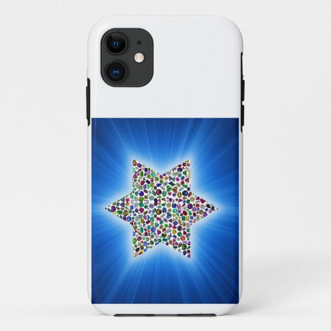 Capa Para iPhone 11 Estrela de David com Gemstones (Verso)